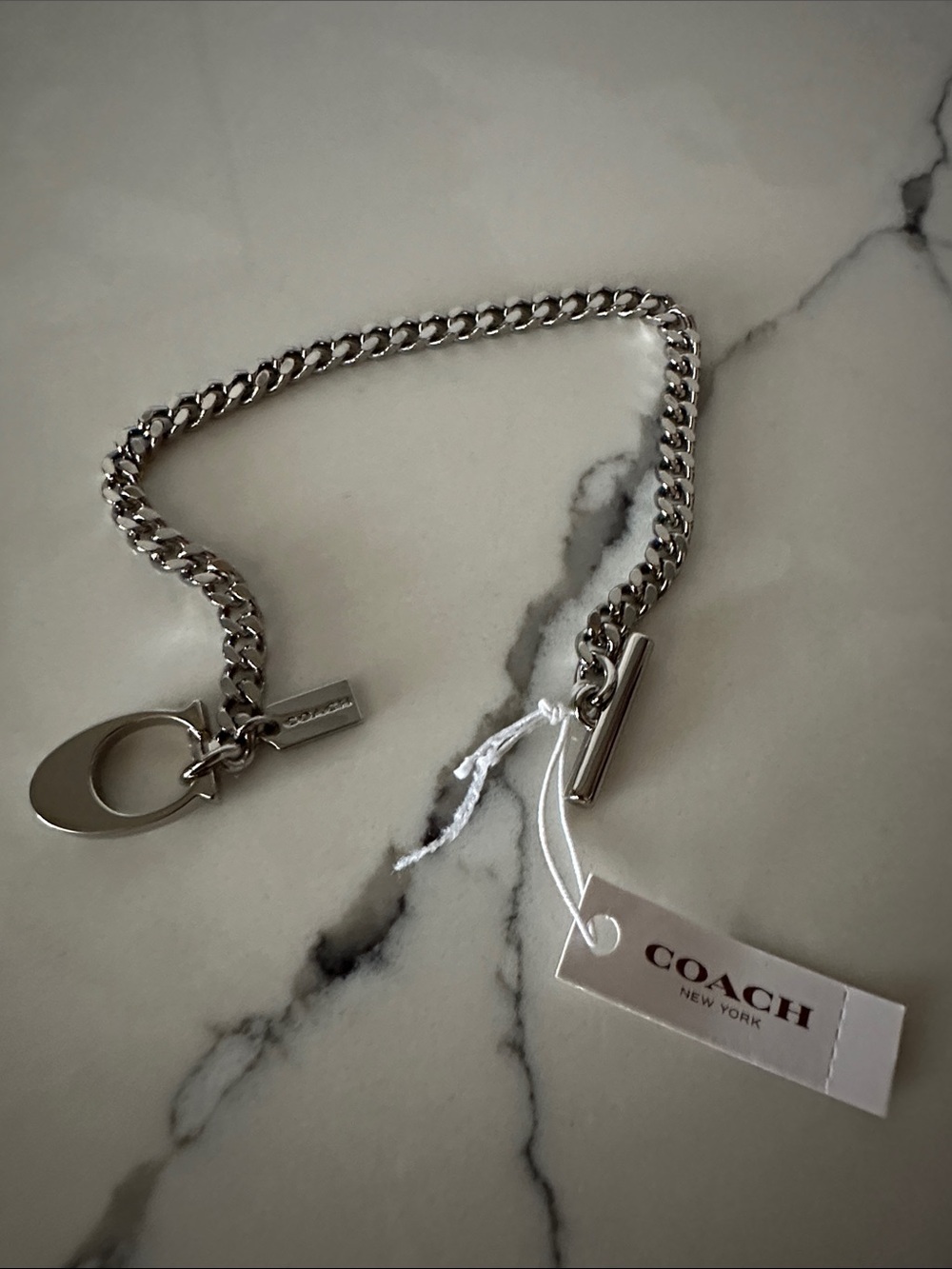 Coach Polished Silver-Tone Chain Bracelet with Signature Tag